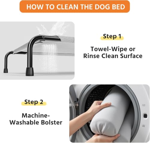 Elevated Dog Bed for Large Dogs with Bolsters (Grey / 47.75"L x 31"W x 8"H)