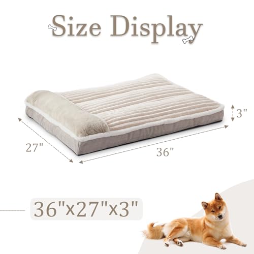 Dog Bed for Large Dogs (Beige / Large:(36"L x 27"W x 3"Th))
