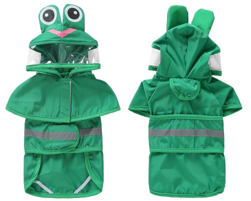 Dog Raincoat Hooded Reflective Waterproof Slicker Poncho (Frog / XL(11-14 pound))