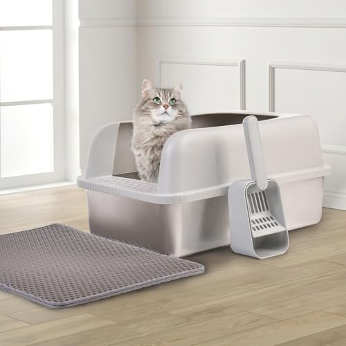 Stainless Steel Cat Litter Box with Lid (M)