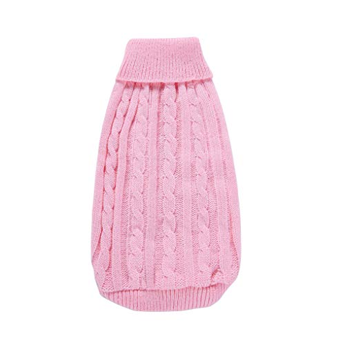 Dog Sweater Soft Warm Turtleneck Knitted Clothes for Small Medium Large Pet (Pink / Large)