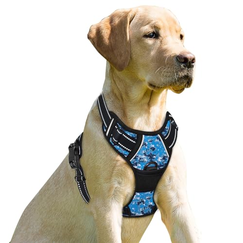 Dog Harness No Pull for Small Sized Dog Front Back Clips (X-Small(Chest:15.5-19.5”) / Blue Camo)