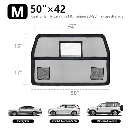 50" Pet Dog Car Barrier with Removable Visual Window (Medium 52"*32")