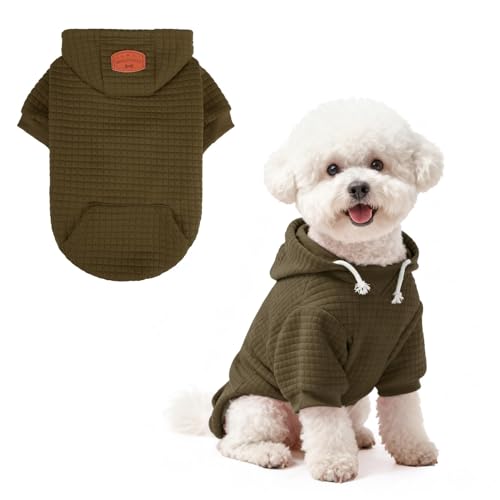 Dog Hoodies Sweater for Small Dogs (Army Green / S/M (Back: 14",Chest: 19", Neck: 12"))