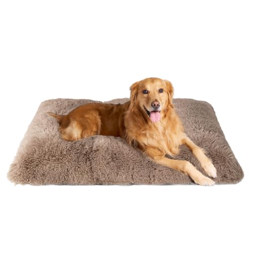 Fluffy Dog Crate Bed (Camel / 41 x 27.5)