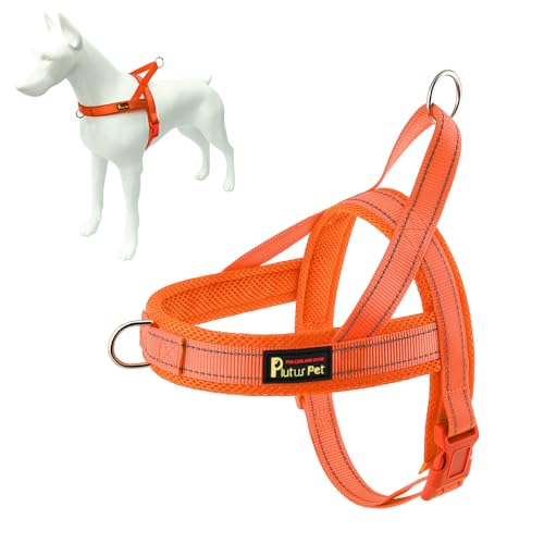 No Pull Dog Harness for Large Dogs (L: chest 25.2"-32.3" / Orange)