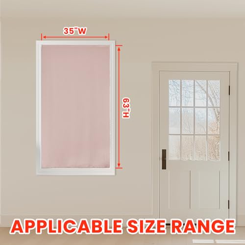 100% Blackout Self Adhesive Curtains Small Window Short Temporary Black Out Curtains Easy to Install Used for Bedroom Kitchen Window Cover (Pink/ Thickened / 35"W x 63"L (Pack of 1))