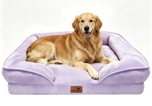 Orthopedic Dog Bed with Sides (42.0"L x 32.0"W x 6.5"Th / Purple)