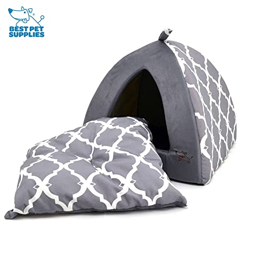 Cat Bed for Indoor Cat (Gray Lattice / 19" x 19" x H:19")