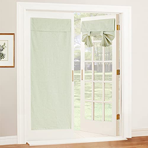 Natural Linen Textured French Door Window Curtains 100% Blackout (Light Sage / 26"W x 80"L (Pack of 1))