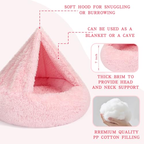 Calming Donut Dog Bed (Pink / Small 19.7''x19.7''x7'')