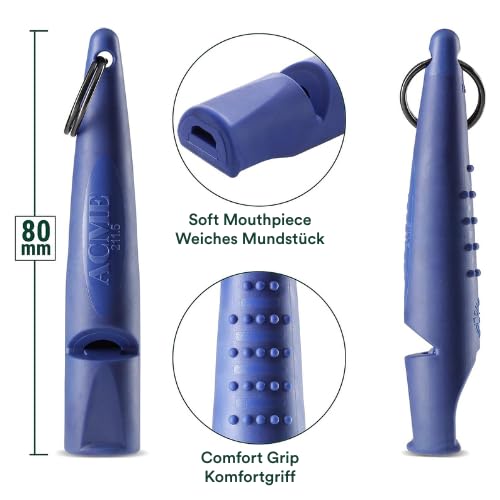 Alpha 210.5 Professional Dog Training Whistle with Lanyard. Enhanced Ergonomic Grip. BPA (Baltic Blue/Black)