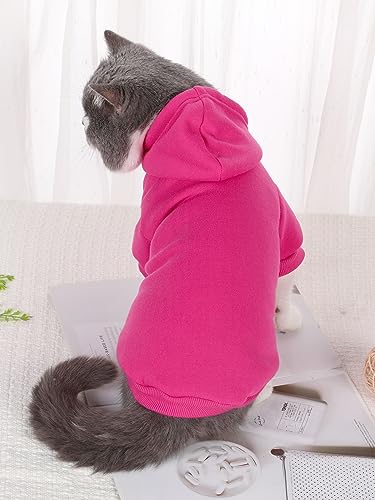 Basic Dog Hoodie Sweatshirt Puppy Sweater Warm Cat Costumes Pet Clothes for Chihuahua Puppy Kitten Small Medium Dogs Hot Pink Large (Large / Hot Pink)