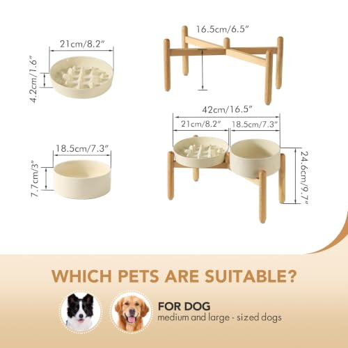 Elevated Slow Feeder Dog Bowls (Light Yellow)