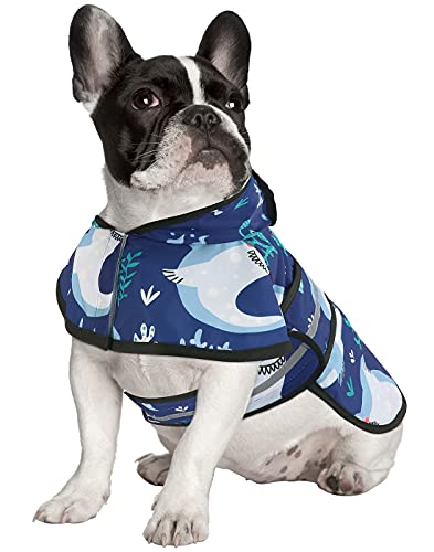 Dog Raincoat with Hood & Leash Hole S (Small / Sharks)