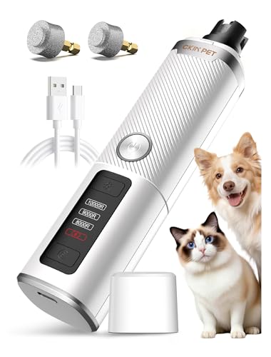 Dog Nail Grinder Whisper Quiet & Safe for Sensitive Dogs and Cats (White)