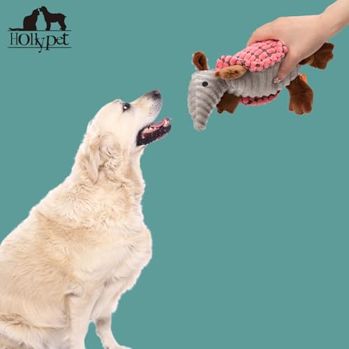Armadillo Squeaky Puppy Dog Toys for Small Medium Dogs (8 IN / Bright Pink)