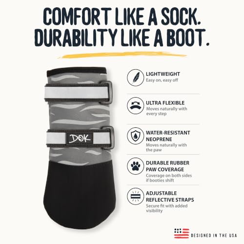 TigerToes Premium Neoprene Dog Booties for Hot Pavement (Grey / 4)