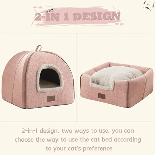 Cat Beds for Indoor Cats (Pink / 17.5"D x 17.5"W x 17.5"H)