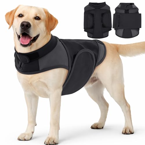 Dog Anxiety Relief Jacket Keep Pet Calm with Adjustable Chest Neck for Thunder Strom Fireworks in Holiday July of 4th (Grey / M(Chest:17.3"-25.2"))