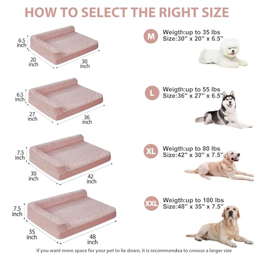 Orthopedic Washable Dog Bed (Pink / 36.0"l x 27.0"w x 6.5"th)