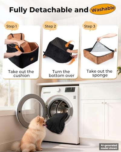 Dog Car Seats for Small Dogs Up to 35 lbs (Black/Brown)