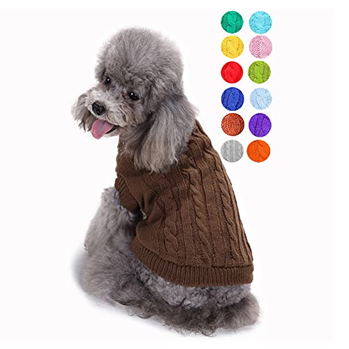 Dog Sweater Soft Warm Turtleneck Knitted Clothes for Small Medium Large Pet (Brown / XX-Large)