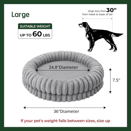 Luxury Donut Dog Bed (36.0"L x 36.0"W x 7.5"Th / Gray)