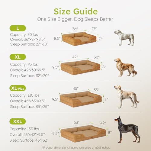Dog Beds for Large Dogs (Brown / Large(36"L x 27"W x8.5"Th))