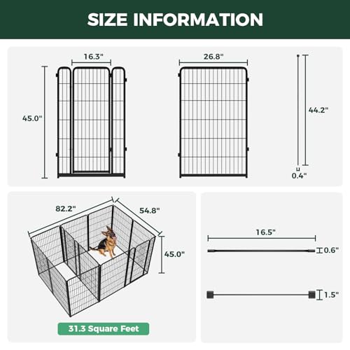 Homeplus Indoor Dog Playpen with Divider Connectors (Black / 45"H)