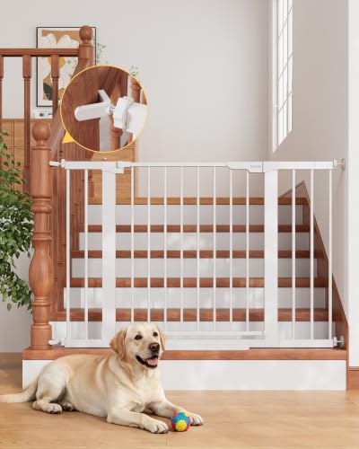 29.6 44.6 in Wide Baby Gate for Stairs and Doorways (White / 29.6-44.6"W x 28"H)