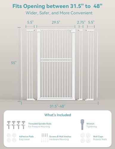 55" Extra Tall Pet Gate (White - S10 / 55" Tall, 31.5-48" Wide)