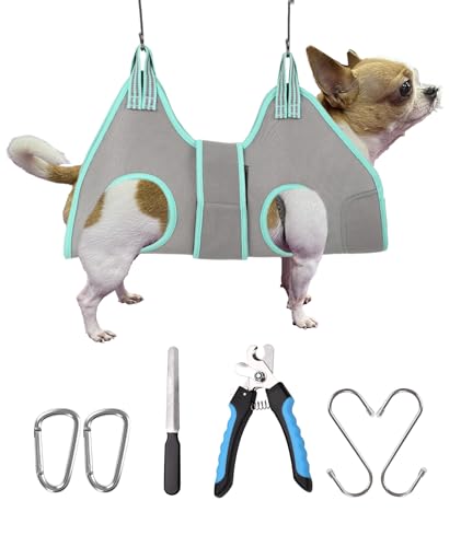 Dog Grooming Hammock Harness (XXS (8 LB Max) Silver Grey 4-9in)
