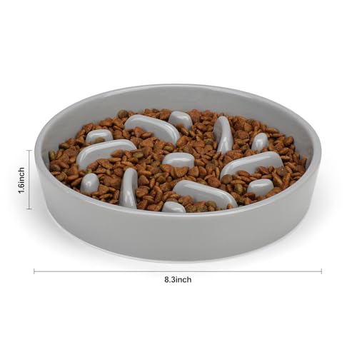 Ceramic Slow Feeder Dog Bowl (Maze - Grey / 2 Cups)