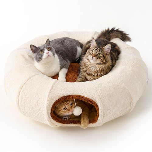 Large Cat Tunnel Bed (Beige / Large)