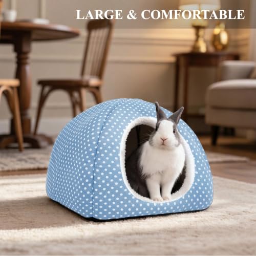 Rabbit Hideout Large Bunny Bed Washable Rabbit House (Light blue)