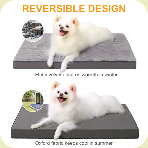 Orthopedic Dog Bed for Small Dogs with Waterproof (Dark Grey / 23.0"L x 17.0"W x 3.0"Th)