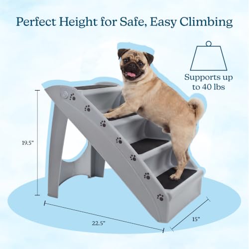 Lightweight Durable Plastic Dog Stairs (Gray)
