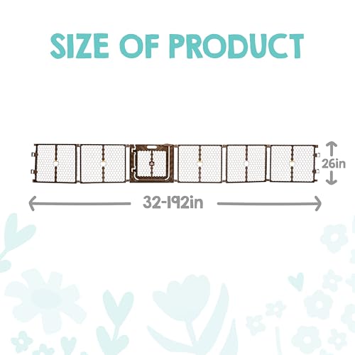 Safety 192" Plastic Super Wide Baby Gate & Play Yard with Door (Brown w/ Door)