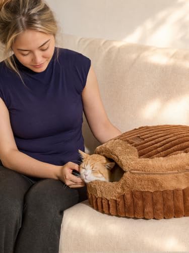 Cat Cave Bed 2 (Brown / 19"x19"x10")
