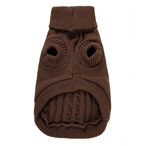 Dog Sweater Soft Warm Turtleneck Knitted Clothes for Small Medium Large Pet (Brown / Small)
