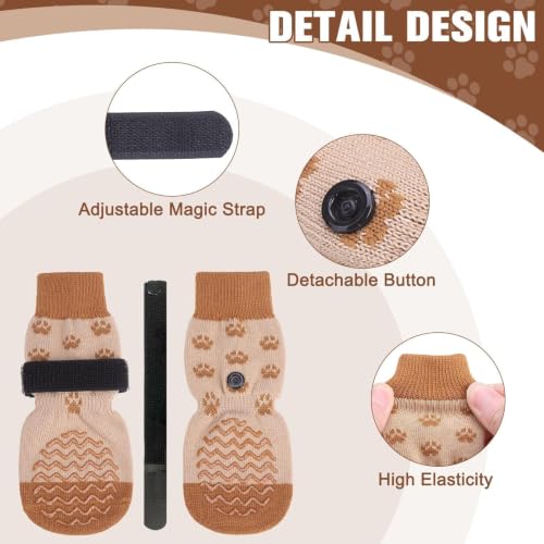 Anti Slip Dog Socks to Prevent Licking Paws for Hot Pavement (Brown / Medium)