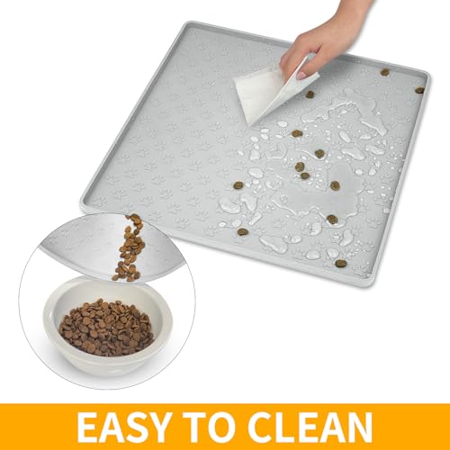 2 Pack Dog Food Mat Anti (11.8"L x 11.8"W - 2 Pack / Light Gray)