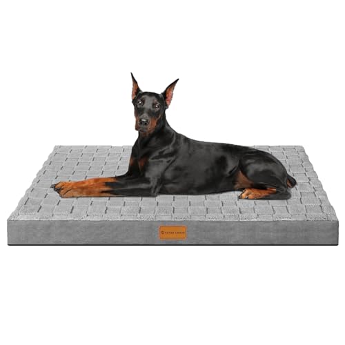 Orthopedic Large Dog Bed Washable Pet Crate Mat 56''X40'' Grey (Grey / 56"L x 40"W x 3.5"Th)
