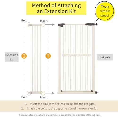 61.02" Extra Tall Pet Gate Extension Kit 8.27" Wide Cream (61.02" H-cream / 8.27" W, Extension)