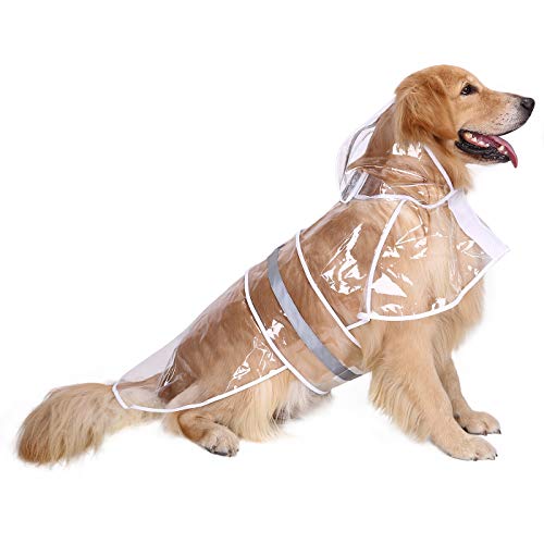 Dog Raincoat with Hood & Leash Hole S (X-Large / Clear)