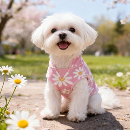 Dog Fleece Vest Sweater Winter Jacket for Small Medium Dogs (Medium / PINK DAISY)