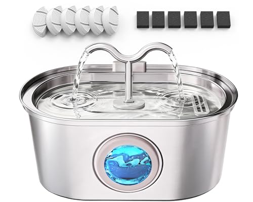 3.2L 108oz Stainless Steel Cat Water Fountain Pet Fountain