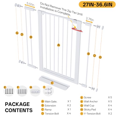27 36.6 in Wide x 35.5 in High Extra Tall Baby Gate (White / 27-36.6"W x 35.5"H)