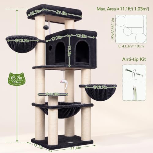 Cat Tree Tower with 12 Extra (Dark Grey / XL)